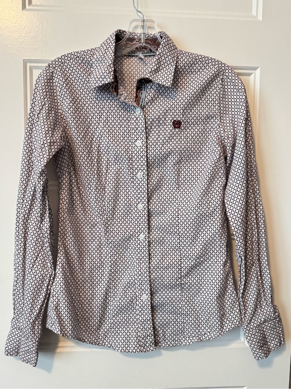 Cinch Western Button Up Shirt Geometric Print Long Sleeve XS
